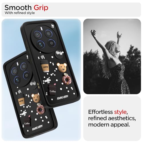Image of Outlouders Back Cover for Realme 12 Pro 5G / Realme 12 Pro Plus 5G | 3D Cartoon Cute Fun Bear | Silicone Full Body Protection Bumper Case (Black)