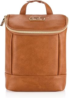 Itzy Ritzy Insulated Baby Bottle Bag - Holds 3 Tall Bottles Warm or Cool, Ice Pack Pocket, Stroller Snap, Cognac Vegan Leather