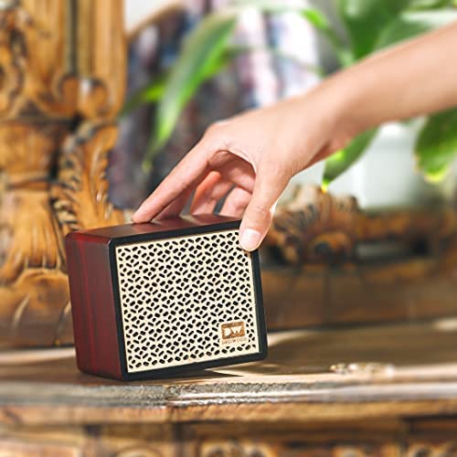 Image of Deciwood 5W 5.0 Clef Wooden Bluetooth Speaker, 1200 mah Battery, Supports -FM,USB, SD Card, Wooden Finish Body (Cherry Red)