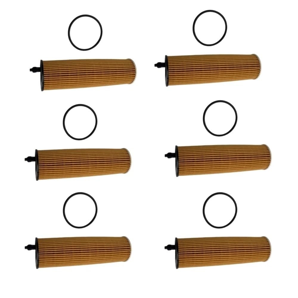filtro de aceite del coche Kit de filtro de aceite de motor A6541801100 compatible con Mercedes W205, W213, W222, W247, Clase A, B180, C180d, Clase G, GLC y GLE.(6pcs)