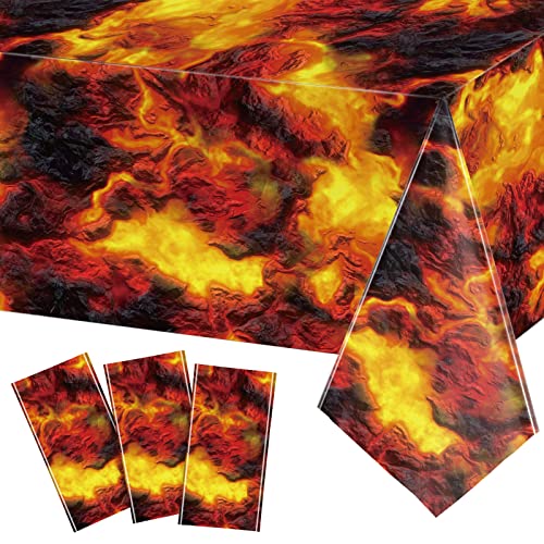 Image of Tiamon Lava Tablecloth, Fire Flame Tablecloth Decoration, 54 inch x 108 inch,3 Pcs