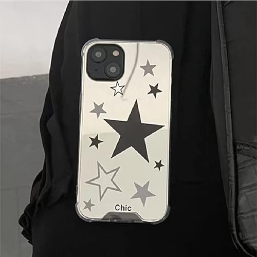 Devineresse Ins Korean Fashion Y2K Stars Mirror Phone Case For Iphone 14Promax 13Promax 13 12 11 ，Lovely Cartoon Fashion Super Star Shockproof Silvery Phone Case-For Iphone 13 Promax #TOP5