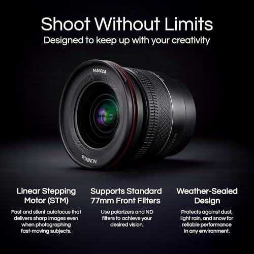 Rokinon 14-24mm F2.8 AF Zoom Lens for Sony E – Full Frame Ultra-Wide, Fast Autofocus, Weather Sealed, Linear STM Motor, Custom Controls