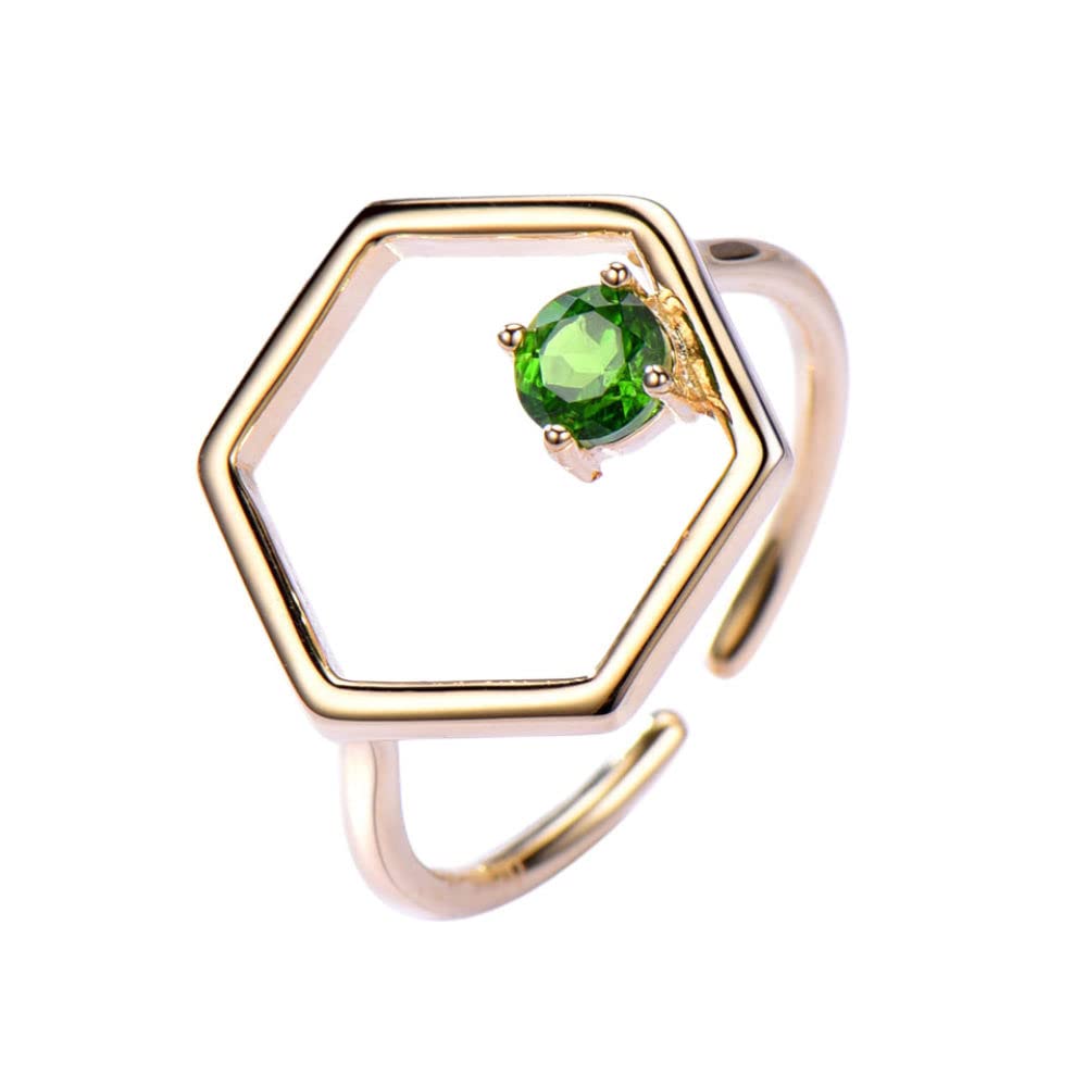 Anello In Argento Sterling 925,Anelli Regolabili Per Le Donne Zircone Verde Rotondo Geometria In Argento Sterling 925 Scava Fuori Anelli Di Eternità Anelli Di Fidanzamento Placcati In Oro Anelli Di