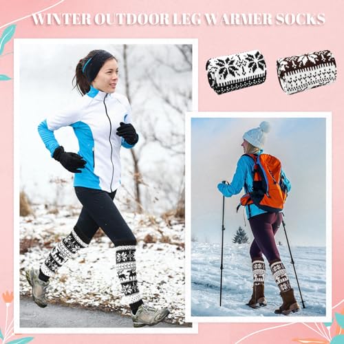 SATINIOR 6 Pairs Leg Warmers for Women Warm Winter Long Boot Socks Knit Thermal Sleeve Cable Socks for Party4