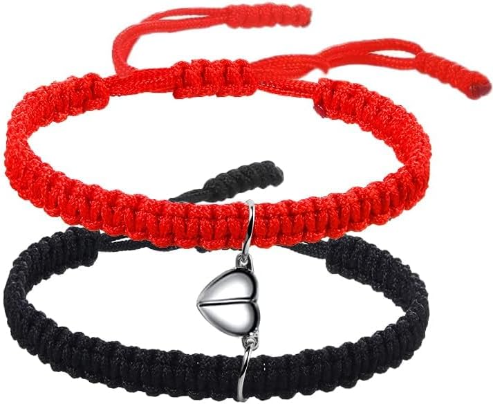 COLORFUL BLING Matching Mutual Attraction Couple Bracelets Long Distance His and Hers Adjustable Braided 8 Infinity Love Heart Friendship Bracelet Jewelry - Image 2