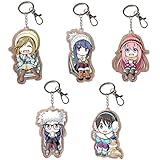 TLSDDTY 5 Pieces Yuru Camp Keychain Anime Laid Back Camp Cartoon Characters Pendants Acrylic Keyring Cosplay Costume Hanging Ornament
