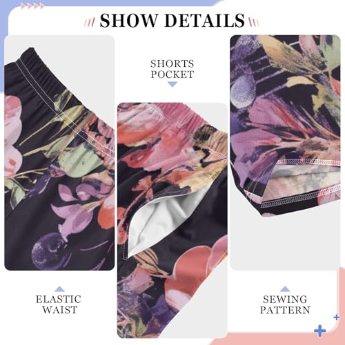 ZZXXB Music Note Rose Flowers Boys Long Pants Soft Trousers Elastic Waist Kids Lounge Bottoms with Pockets S-XL4