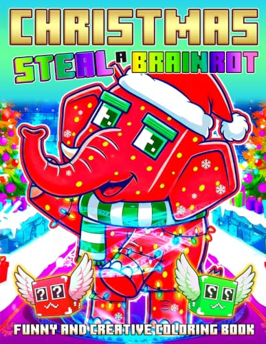 Steal A Brainrot Christmas Coloring Book: Funny Xmas Game Character Coloring Pages Featuring Iconic Meme Moments, Playful Holiday Scenes, and Dynamic Internet Humor for Kids & Adults image 2