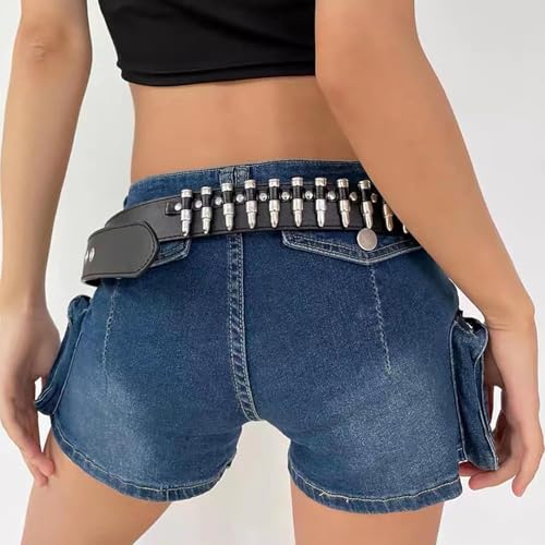 Gothic Studded Genuine Leather Belts Punk Metal Waist Belt for Halloween Cosplay4