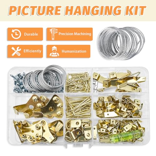 Image of Picture Hanging Kits 260pcs, Heavy Duty Picture Hangers for Drywall, Picture Hooks, Picture Hooks for Hanging Mirrors, Picture Frame Hangers with Nails, Hanging Wires, etc