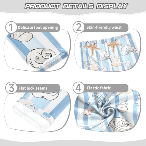 ALAZA Girls' Leggings Children's Yoga Pants Skinny Printed Dance Starfish Shell Stripe Comfortable 4T2