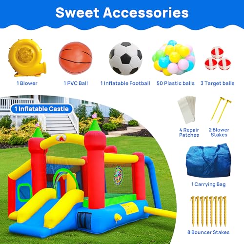 Inflatable Bounce House,Jumping Castle Slide with Blower,Kids Bouncer with Ball Pit - Image 8
