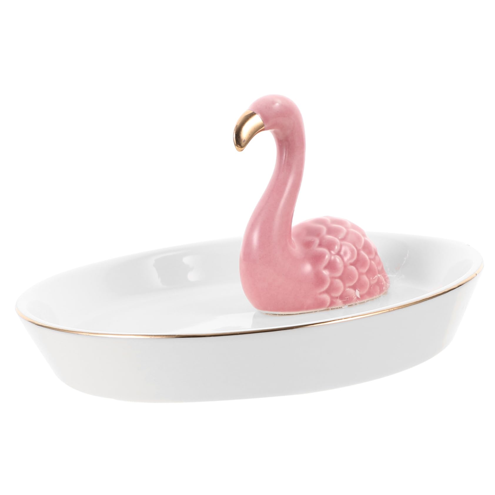 Amosfun 3 Pezzi Vassoio espositore per gioielli in ceramica nordica con fenicotteri Illuminazione supporto per collana stand home decor decorazione casa vassoio per organizzare gioielli