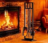 Fire Beauty 5 Pieces Fireplace Tools Set Wrought Iron Fire Place Pit Poker...