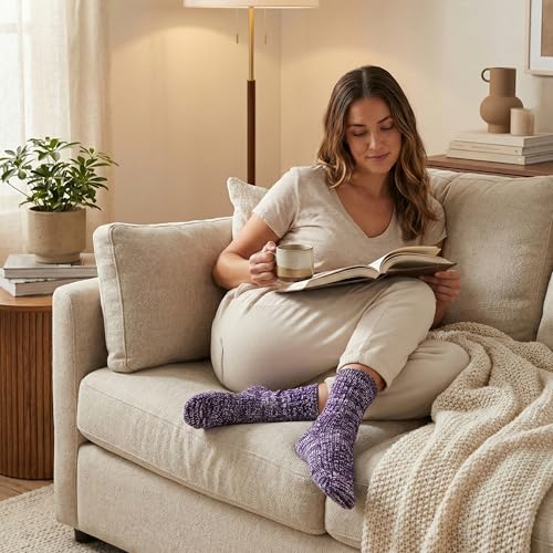 Image of Tipi Toe Women's 6 Pairs Winter Boot Socks - Soft Cotton Blend Warm Crew Socks Size 9-11