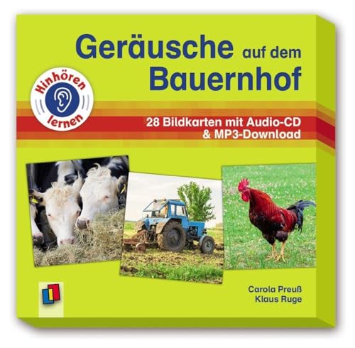 Geräusche auf dem Bauernhof: 28 Bildkarten mit Audio-CD & MP3-Download zum Hörverstehen - akt. Neuauflage (Hinhören lernen)