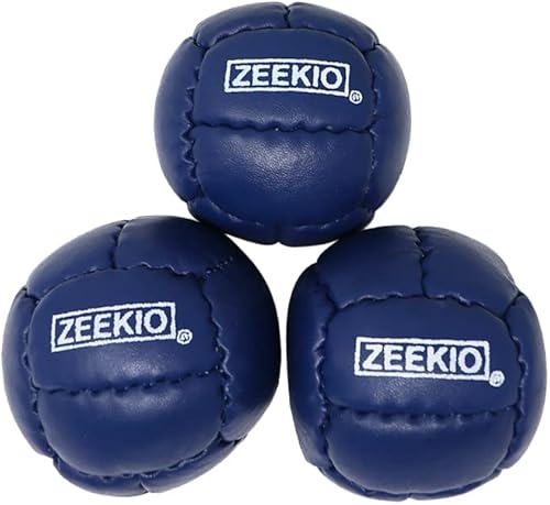 Miniatura 5 de Zeekio Galaxy Malabares - Bolas de cuero genuino de primera calidad, 12 paneles, 4.59 oz, 2.638 in, paquete de 3 unidades, color azul oscuro