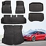 TAPTES Floor Mats Trunk Mat for Tesla Model 3 2023 2022 2021 Accessories, All Weather Tesla Model 3 Floor Mats Model 3 Trunk Mat Front Rear Cargo Rear Tray Liner Interior Model 3 Accessories 2021-2023