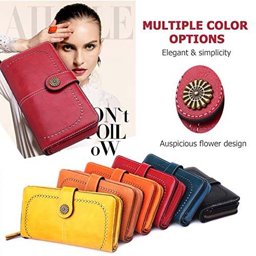 Image of myfriday Women's Clutch Wallet Hand Purse Leather Blocking Credit Card Holder Zipper Coin Purse Wristlet