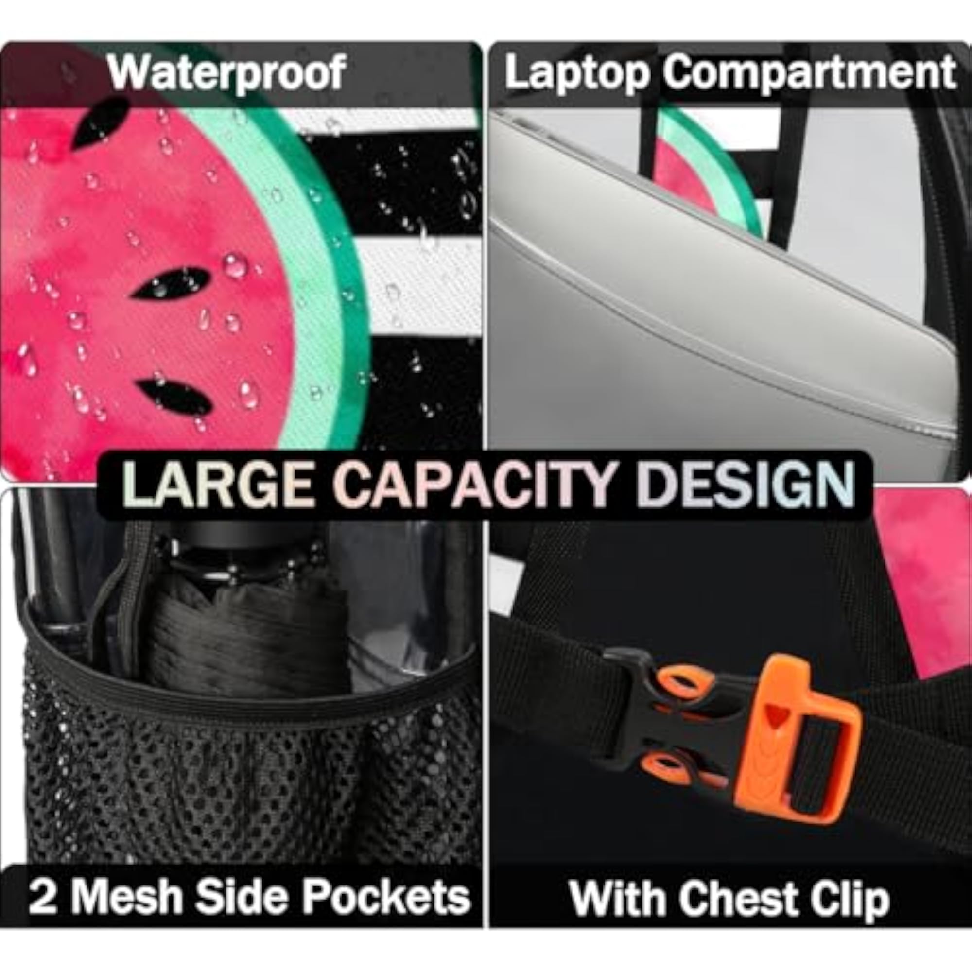 Summer Fruit Clear Backpack with Laptop Compartment