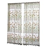SUCES Morning Glory Sheer Vorhang Tüll Fenster Behandlung Voile Drape Valance Transparent Gardinen Ösenschal Dekoschal für Wohnzimmer Schlafzimmer 1er-Pack (L x W): 200cm x 100cm (Coffee)