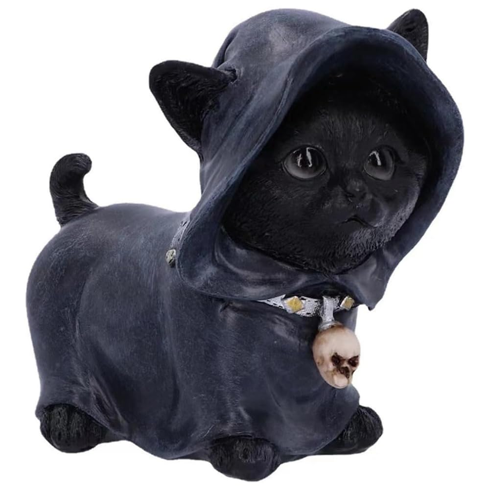 CTRLZS Halloween Cat Cape Statue, Cat Skull Pendant Statue, Cat Statue, Halloween Home Desktop Decoration