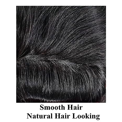 Miniatura 5 de Toupee para hombres Sistema de reemplazo de cabello humano real para hombres Completo PU Mens Hairpiece de aspecto natural para hombre piezas de