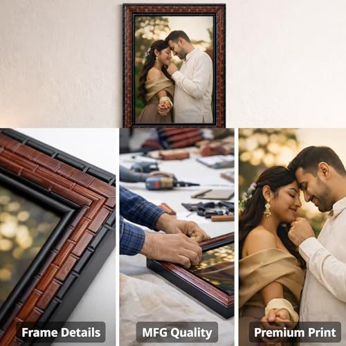 Image of AARVI Customized Photo Frame | Personalized Picture Frame with Photo Upload | Anniversary, Birthday & Wedding Gift for Couples & Family | A4 Size Black Wooden Frame