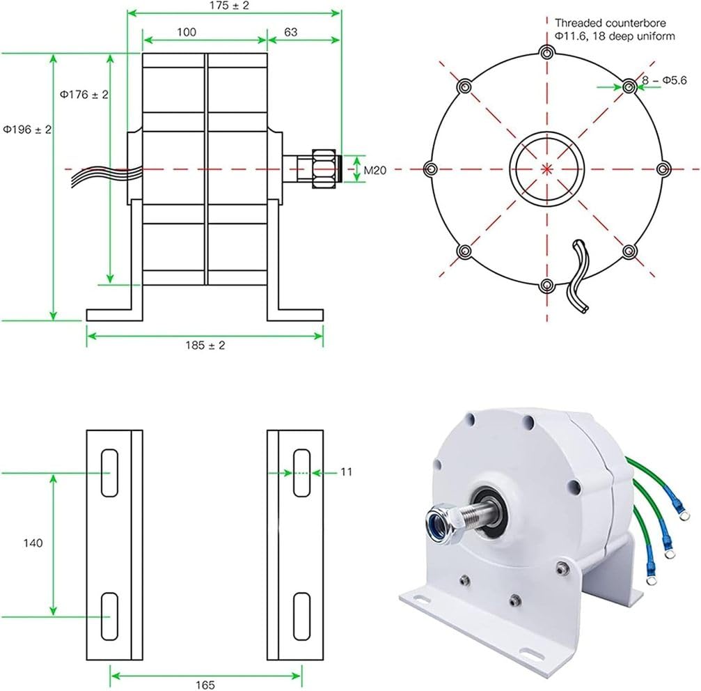9000W Generatore a magneti permanenti trifase alternatore elettrico AC per turbine eoliche - Generatore di motori ad alta efficienza