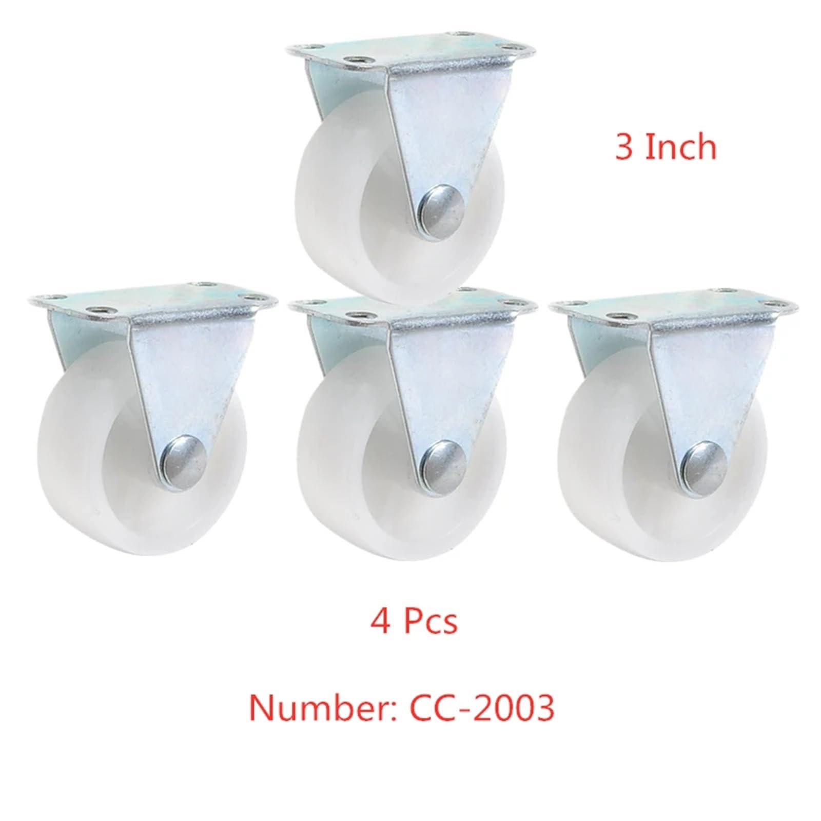 DFLPBHAV 4 Pcs/Lot 3 Inch Directional Caster White Fixed Small Wheel Electrical Furniture Cabinet Silent