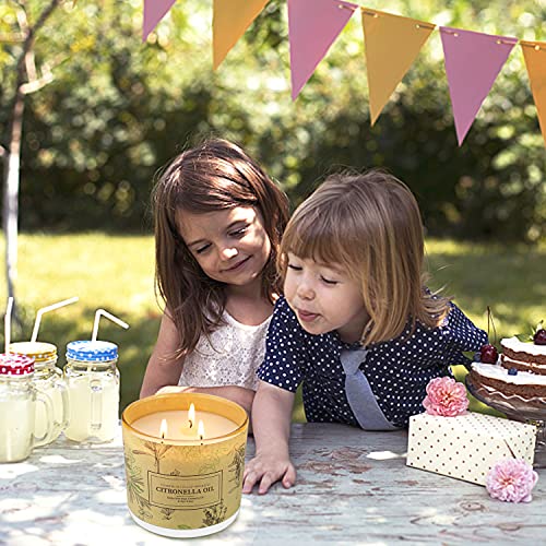 Citronella Candles Outdoor Indoor Large, 3Pack 14.6Oz Soy Wax Long Lasting 3 Wick Jar Scented Aromatherapy Citronella Candles Sets For Home Garden Patio Balcony #TOP1