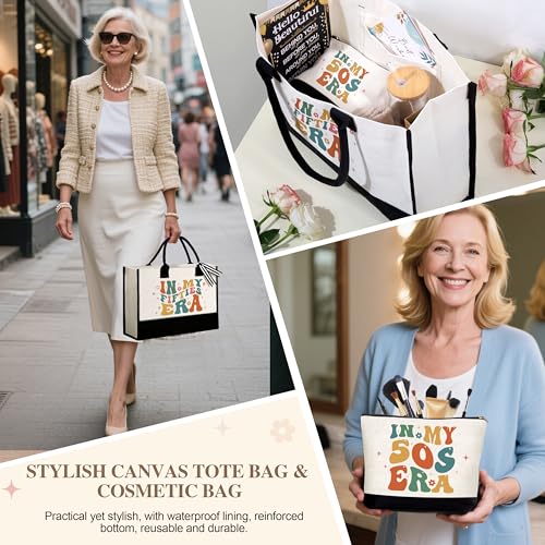 50th Birthday Gifts for Her, 50 Year Old Fabulous Gifts for Women, Unique 50th Happy Birthday Ideas with Canvas Tote Bag Glass Cup Candle, Perfect for Mom Sister Friend Wife Daughter Coworker2