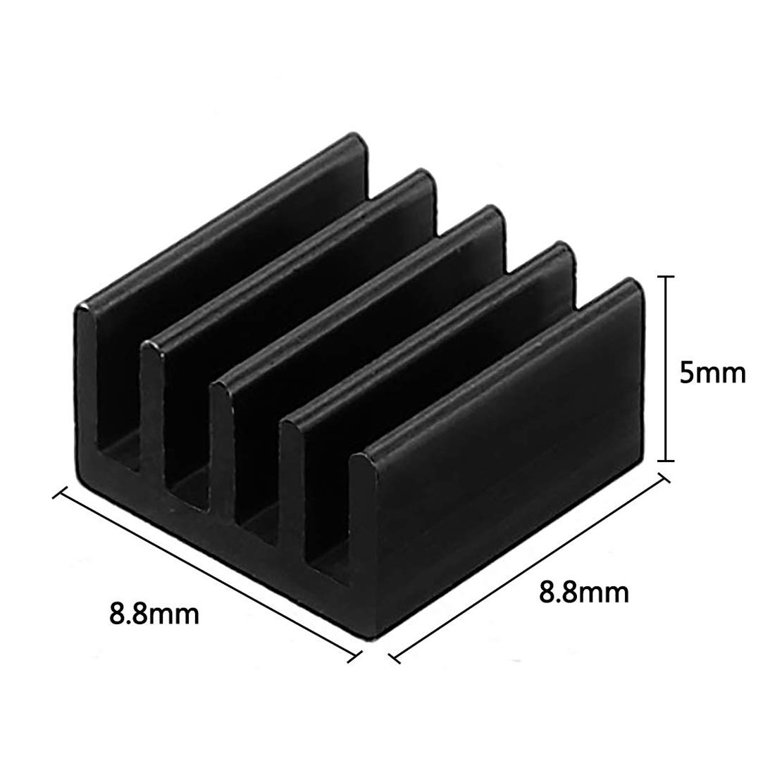20 Sztuk Zestaw Radiatorów Mosfet, Aluminiowy Radiator - 8,8 x 8,8 x 5 mm, Czarny