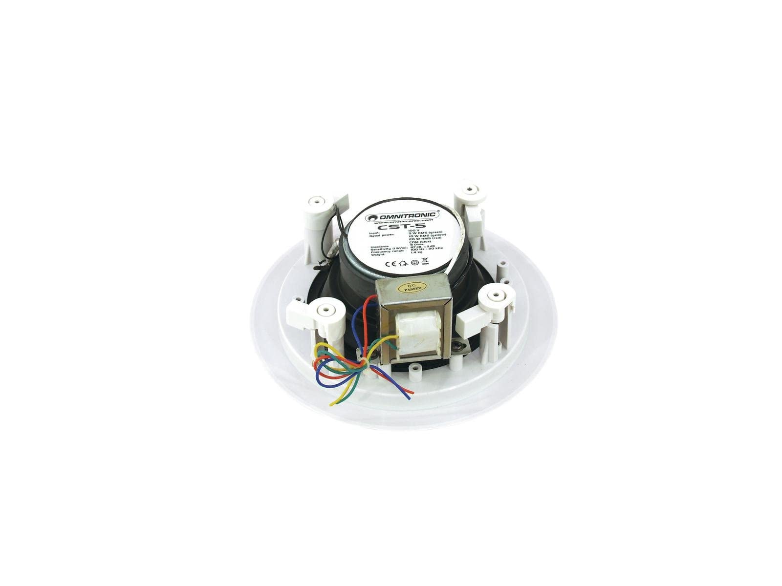OMNITRONIC CST-5 2-Wege-Deckenlautsprecher | 5"-Einbaulautsprecher, 100 V, 20 W RMS, Ø 170 mm