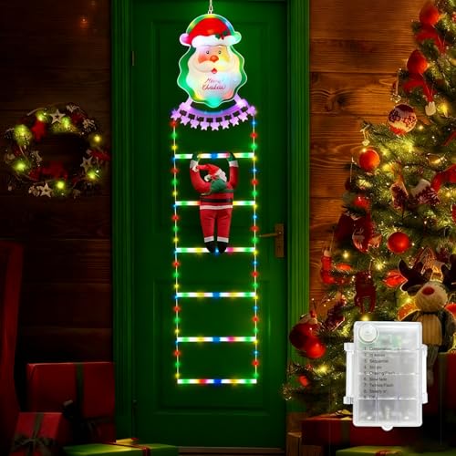 Guirlande lumineuse échelle Noël 1m80 à piles avec 8 modes pour déco intérieure