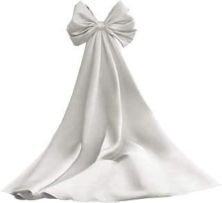 Satin Big Bow Cape for Wedding Dress Detachable Sleeves Train Long Separate Double Knot Sleeves for Prom Dress