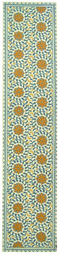 Tapete corredor SAFAVIEH 2'6" x 14' azul e ivor miniatura 3