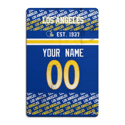 Image of Los Angeles R Metal Sign for Outside Custom Name and Number Gifts