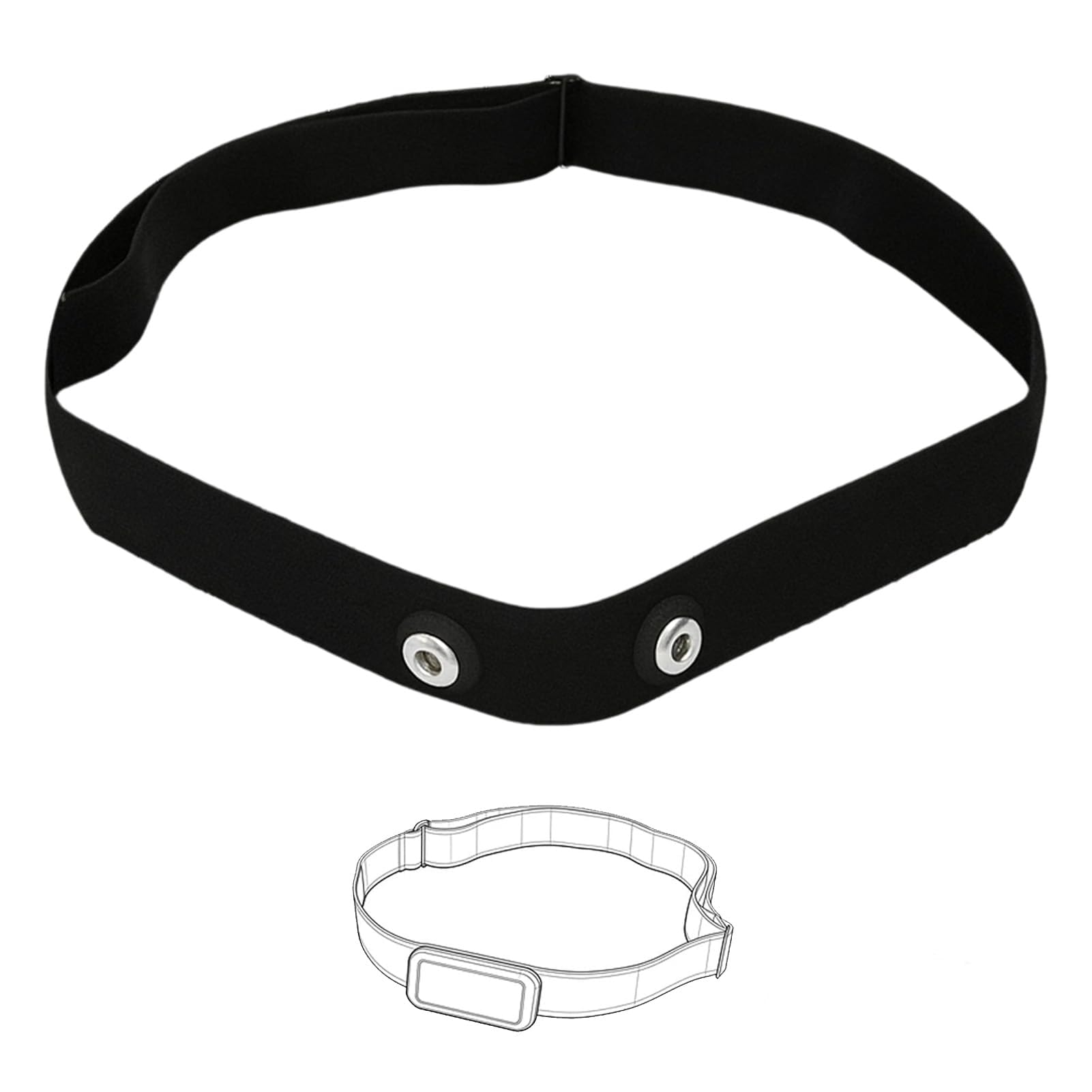 Banda elástica Ajustable Ajustable, (70 cm a 105 cm) Recambio Cinta Frecuencia Cardiaca Bluetooth Ant+, Compatible con Garmin, Wahoo, Polar H10 H9 Coospo Magene Bryton Livlov