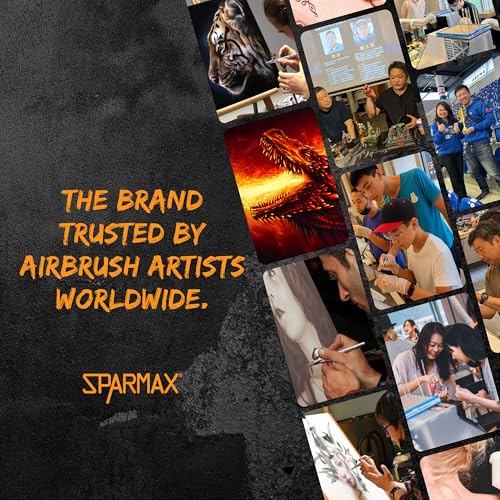 Image of Sparmax AC27 Airbrush Compact Compressor - Portable, Oil-Free Piston, Adjustable Pressure with Built-in Gauge & Airbrush Holder - for Makeup, Nail Art, Models, Crafts
