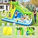 TOAOB Inflatable Water Slide：5 in 1 Crocodile Bounce House Water Park for Kids - Climbing Wall Splash Pool Water Cannon Basketball Rim - 480W Blower - for Indoor Outdoor Backyard Birthday Party