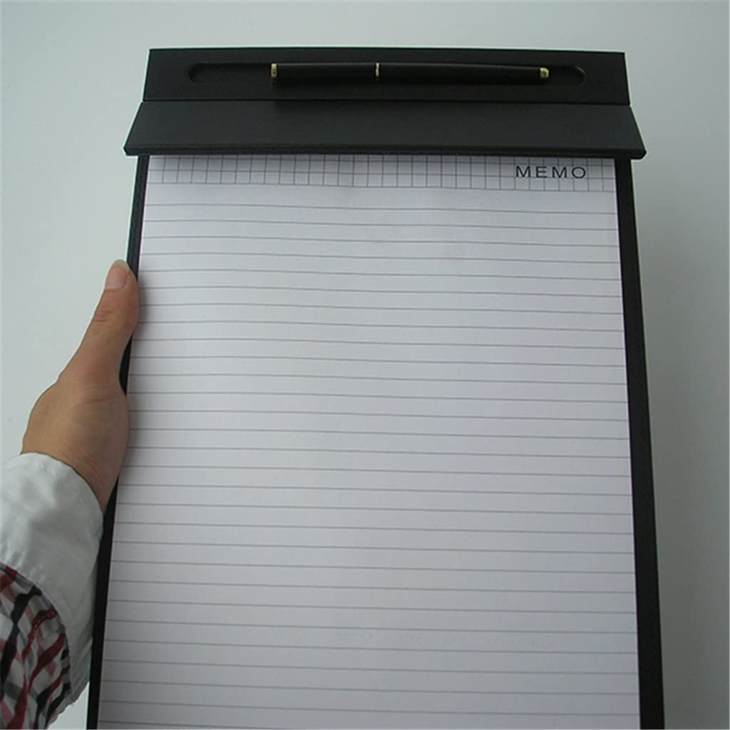 CXBDDF Magnetisches Klemmbrett Aktenordner A4 Papier-Klemmbrett Ordner mit Clip für Geschäftsbedarf Leder Schwarz Portfolios Pad