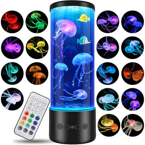 Juspota Lampe Méduse, Jellyfish Lamp avec 17 Couleurs & Télécommande, Lampe Meduse Lumineuse...