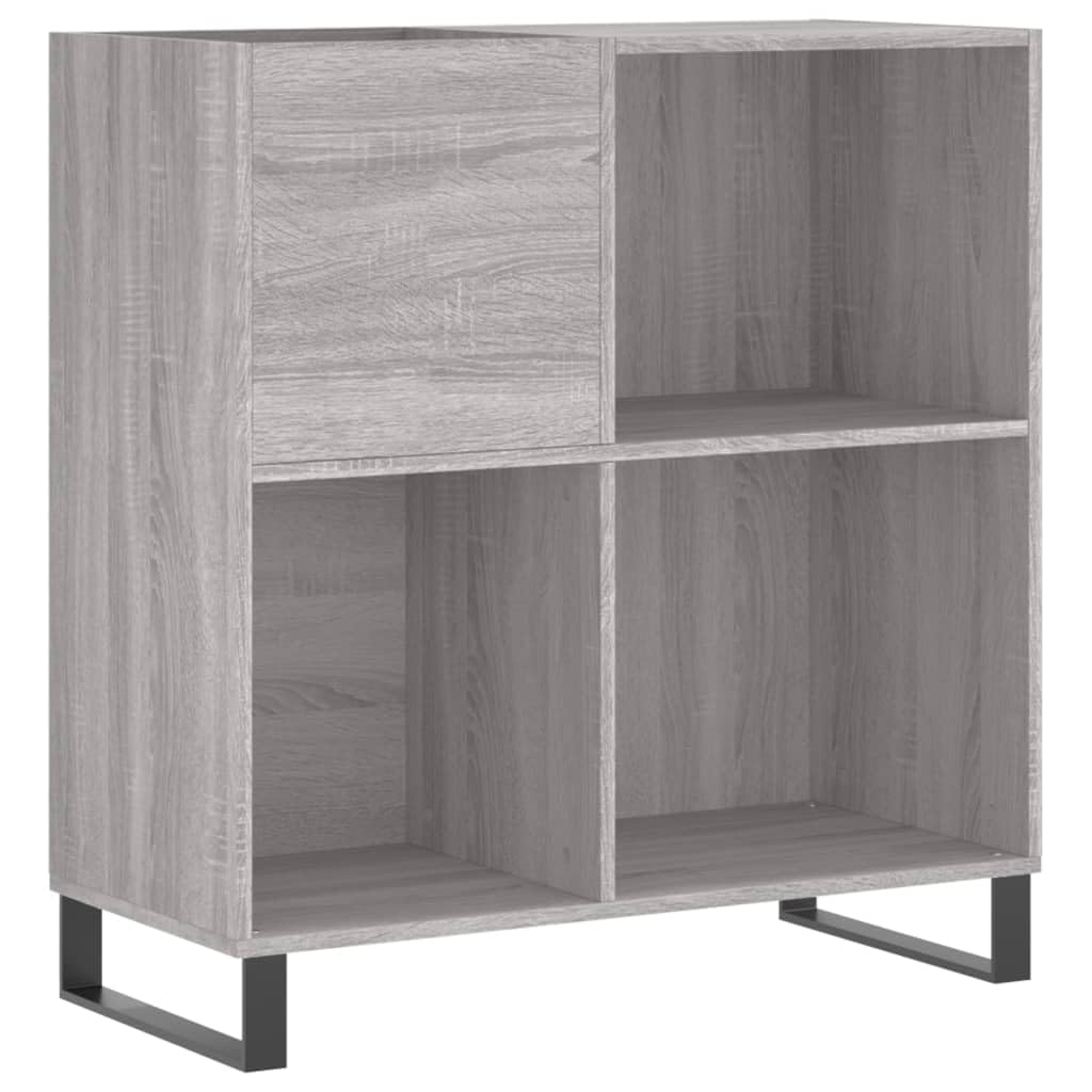 Armadio per dischi grigio Sonoma, 84,5 x 38 x 89 cm, scaffale in vinile | Elegante contenitore per LP per il soggiorno con robuste gambe in ferro e molto spazio per giradischi.