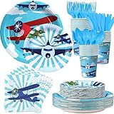 Airplane Party Decorations - Plates, Napkins, Tableware & Favors - Serves 20 Guests