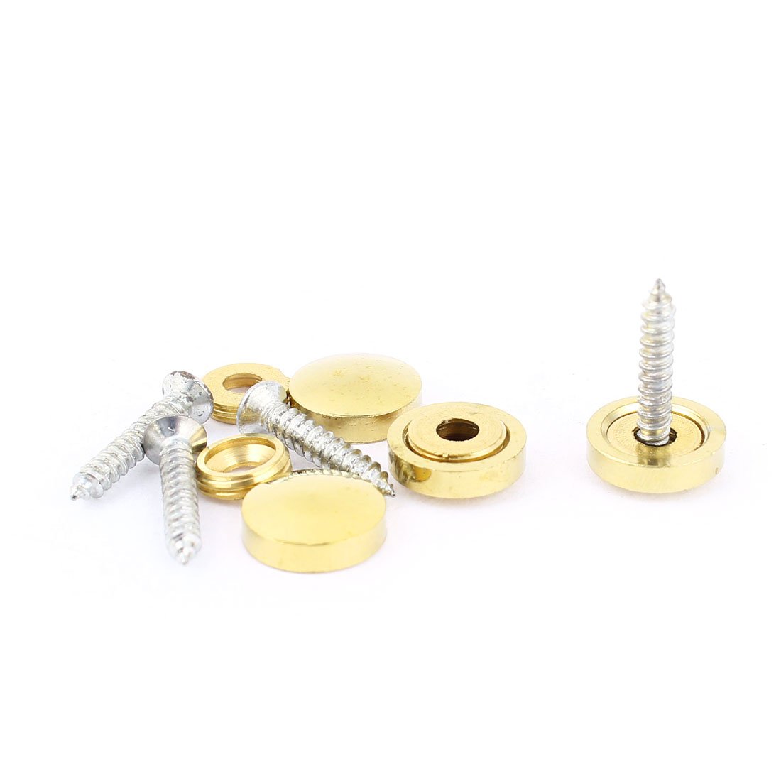 Aexit 4 Pcs quality Parts Fitting Parts Brass Tone 14mm Diameter Screw Cap Mirror Nails Decoration Lid Model:58as274qo28