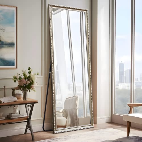 Image of NeuType Full Length Mirror Floor Mirror with Standing Holder Bedroom /Locker Room Standing /Hanging Mirror Walnut Wood Dressing Mirror (Champagne Gold) (AMZVCNTJJ00361ZZY-ZYF)