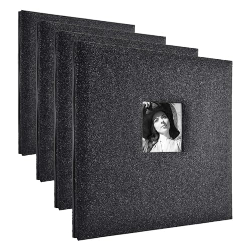 Image of MCS Expandable 10-Page Glitter Scrapbook Album with Photo Opening Cover and 12 x 12 Inch Pages, 13.5 x 12.5 Inch, Black Diamond |(Pack of 4)