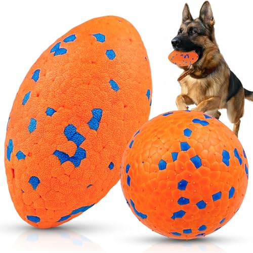 ADNEWX 2 balles pour chiens, balle de rugby pour chiens, jouet interactif résistant, sûr, non toxique, indestructible, pour chiens de moyenne et grande...